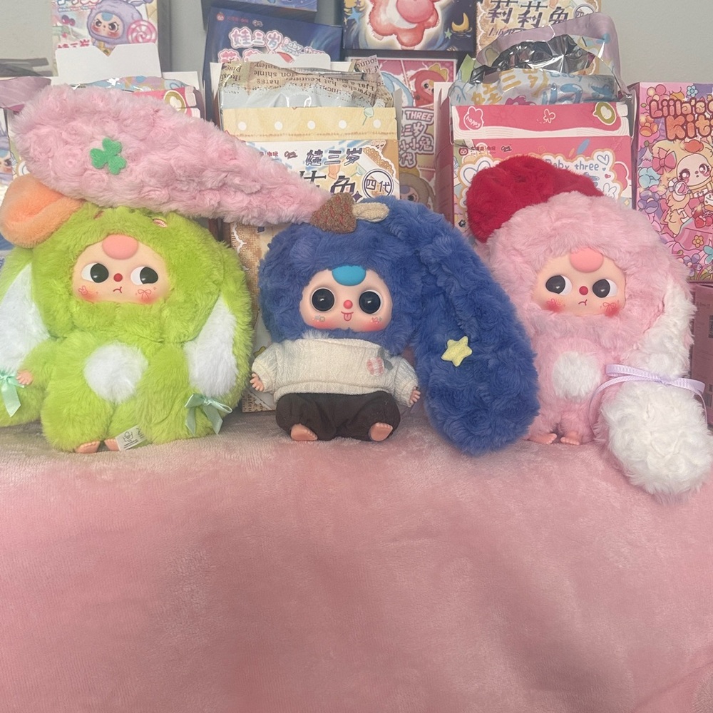 🐰  BUNDLE SALE Baby Three, Full size (2 Happy Day )🐰 1 Lily Rabbit Town plushes
